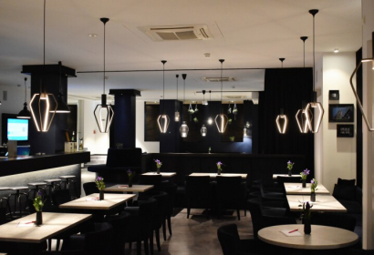 A photo of a modern restaurant interior