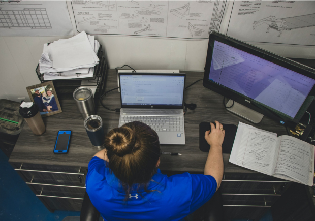 woman at workstation