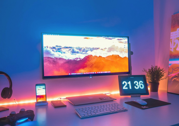 illuminated desk