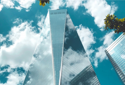 Sky reflected on glass