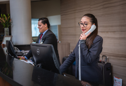 image of a hotel reception desk